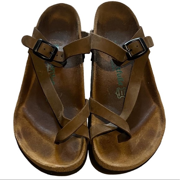 Comfortfube women’s brown leather German slide on comfort sandals size 39 - Picture 4 of 6